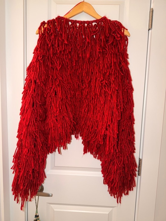 Nasty Gal Red Shaggy Open Knit Fringe Jacket - Picture 5 of 6